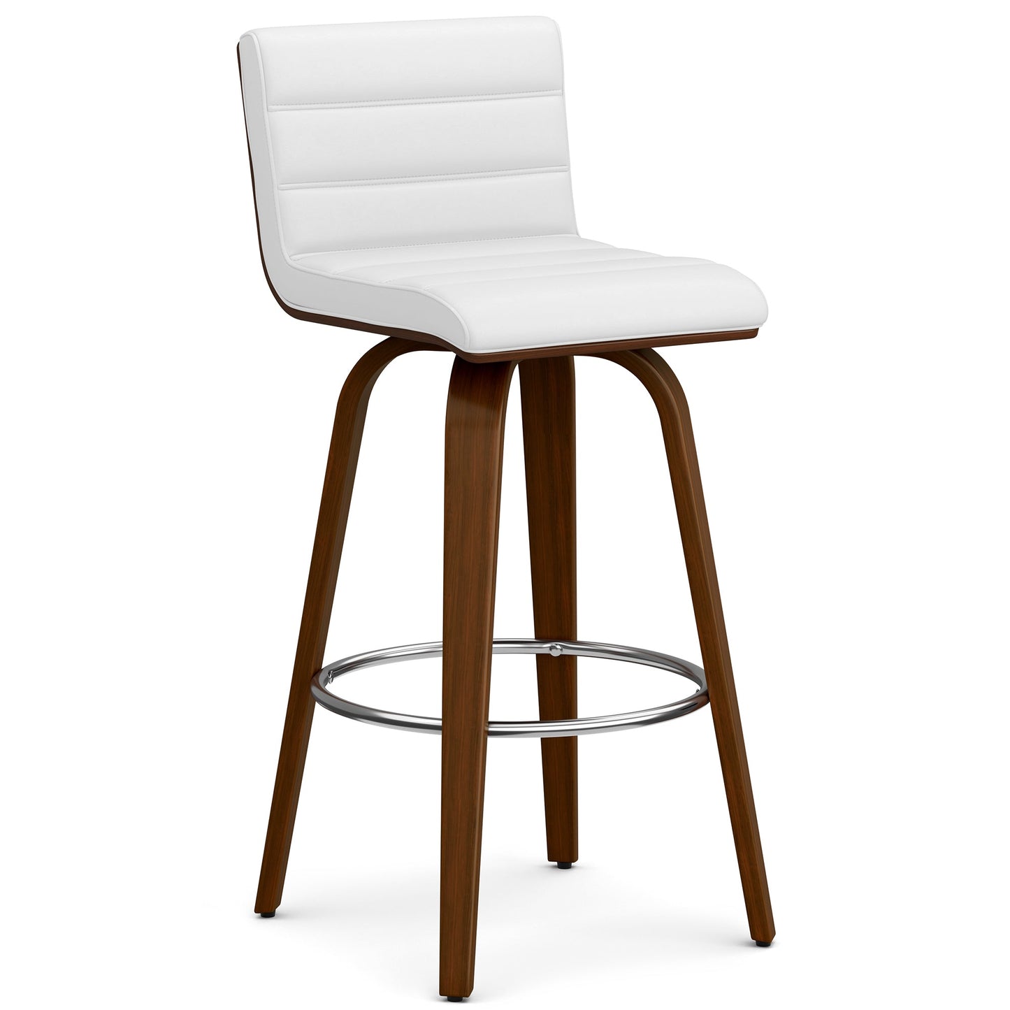 White Vegan Leather | Roland Swivel Bar Stool in Vegan Leather