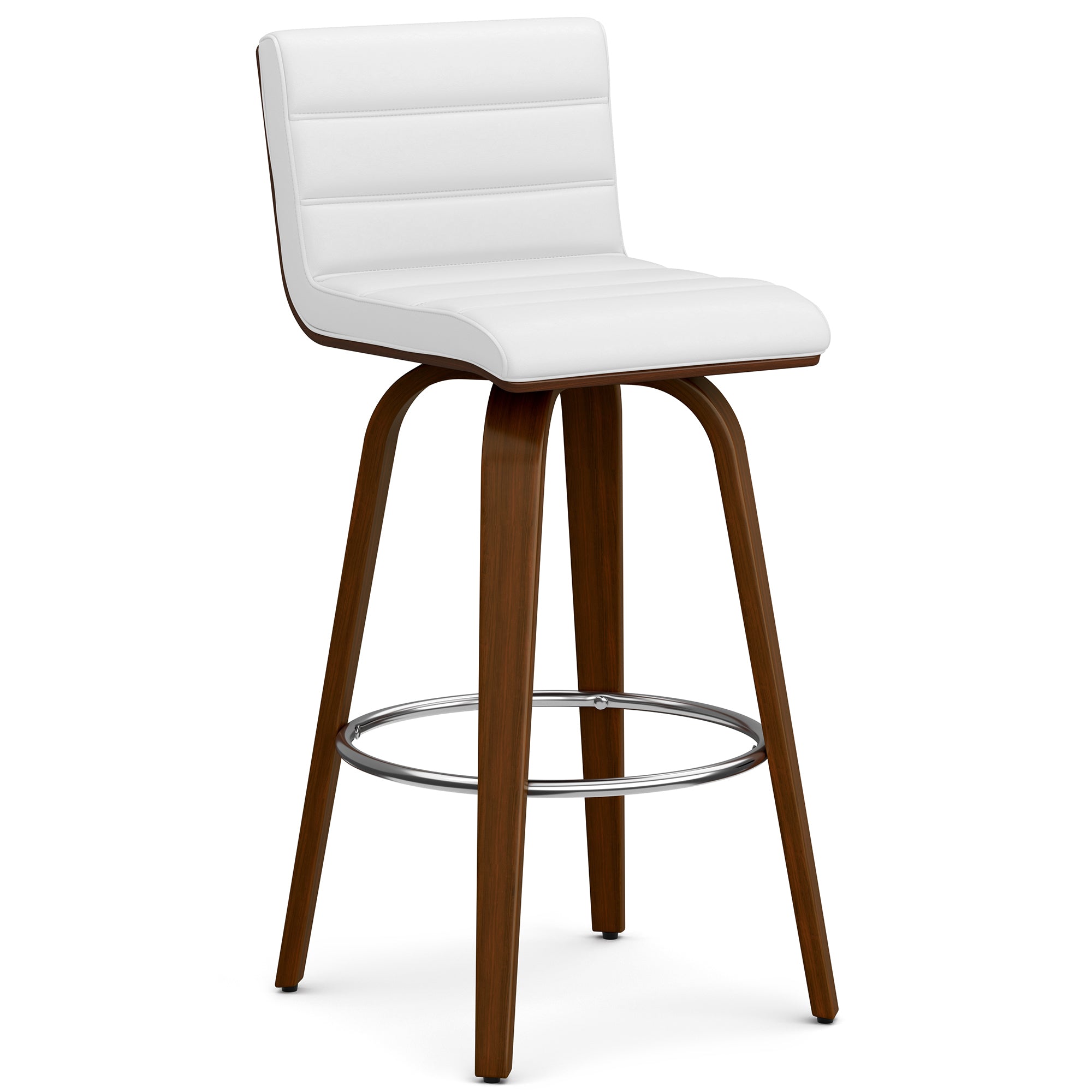 White Vegan Leather | Roland Swivel Bar Stool in Vegan Leather