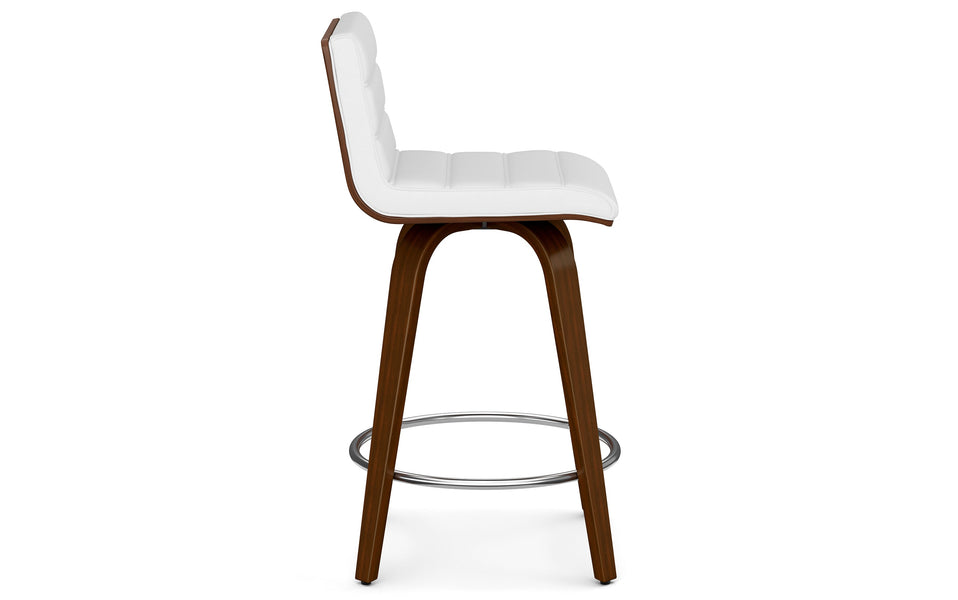 White Vegan Leather | Roland Swivel Counter Height Stool in Vegan Leather