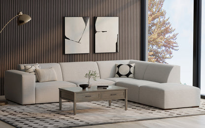 Pale Grey Performance Fabric | Rex Right Sectional and Ottoman Performance Fabric