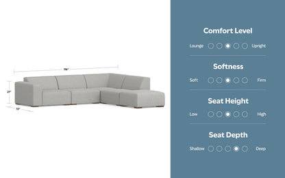 Pale Grey Performance Fabric | Rex Right Sectional and Ottoman Performance Fabric