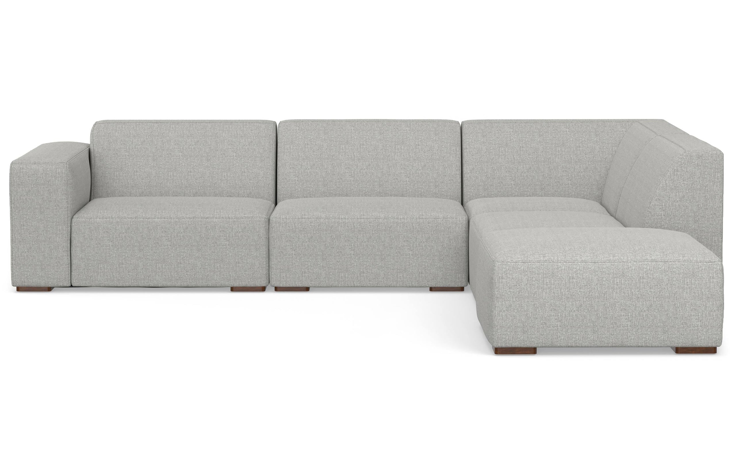 Pale Grey Performance Fabric | Rex Right Sectional and Ottoman Performance Fabric