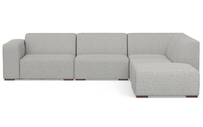 Pale Grey Performance Fabric | Rex Right Sectional and Ottoman Performance Fabric