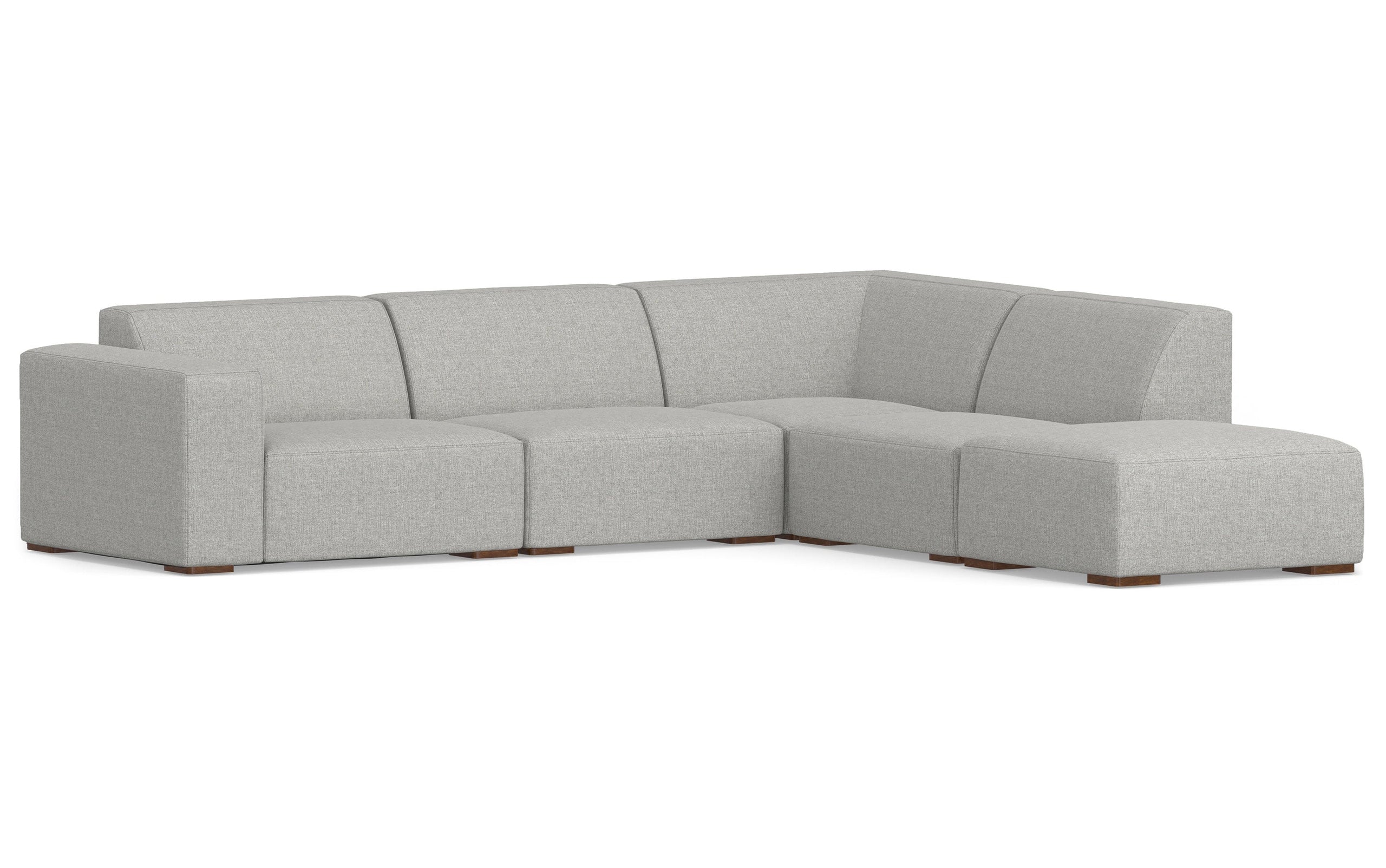 Pale Grey Performance Fabric | Rex Right Sectional and Ottoman Performance Fabric