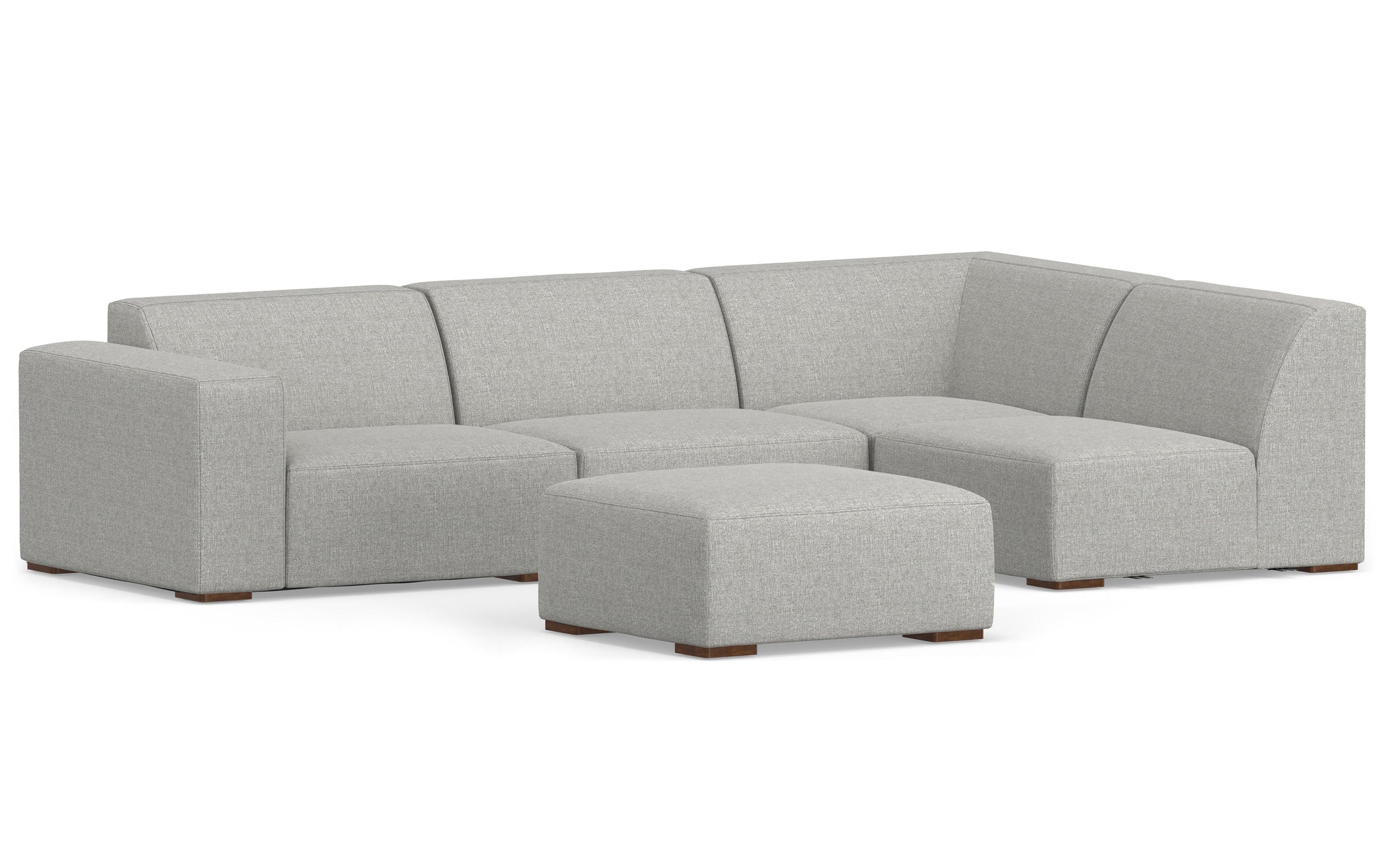 Pale Grey Performance Fabric | Rex Right Sectional and Ottoman Performance Fabric