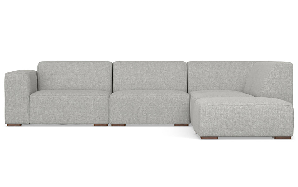 Pale Grey Performance Fabric | Rex Right Sectional and Ottoman Performance Fabric