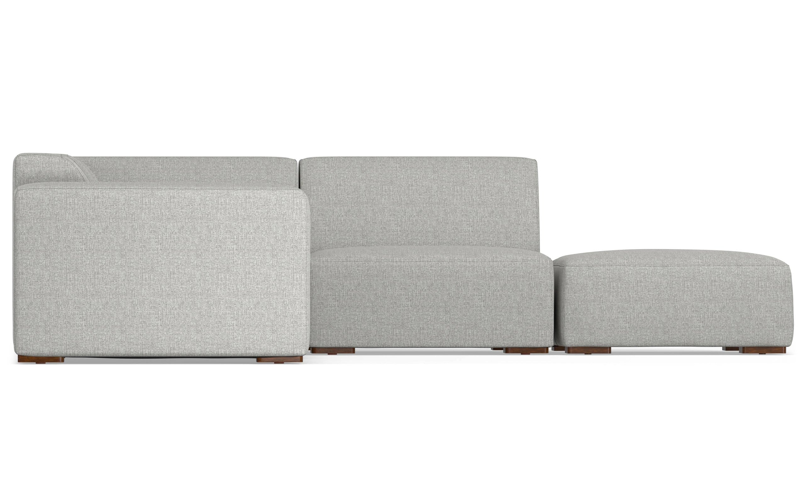 Pale Grey Performance Fabric | Rex Right Sectional and Ottoman Performance Fabric