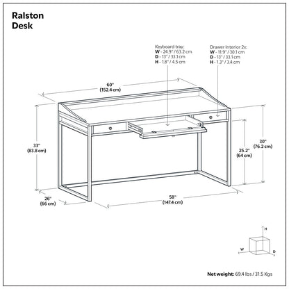Rustic Natural Aged Brown | Ralston Solid Acacia Desk