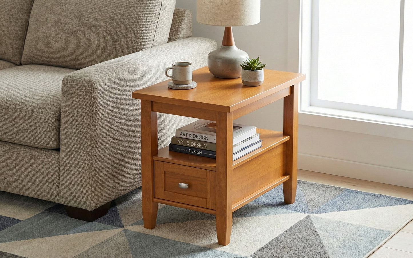 Light Golden Brown | Warm Shaker Narrow Side Table