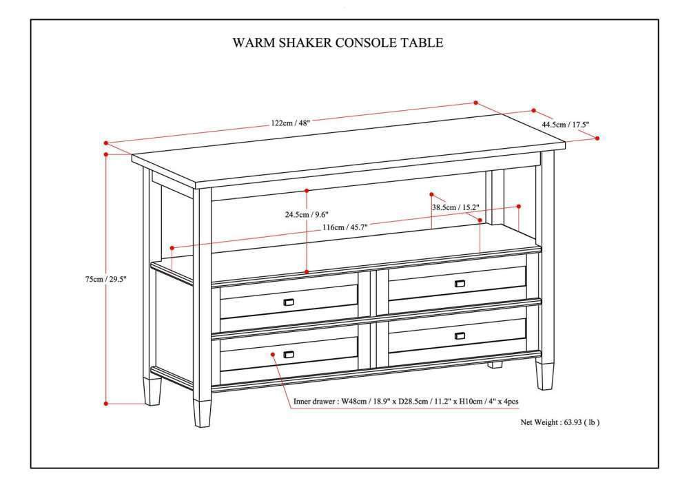 Light Golden Brown | Warm Shaker 48 inch Console Sofa Table