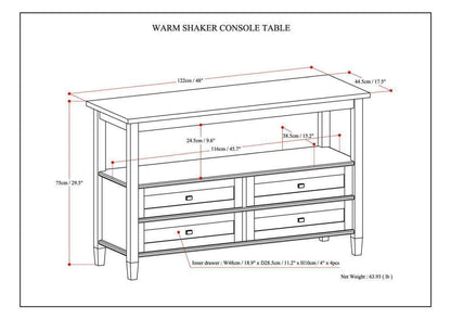 Light Golden Brown | Warm Shaker 48 inch Console Sofa Table