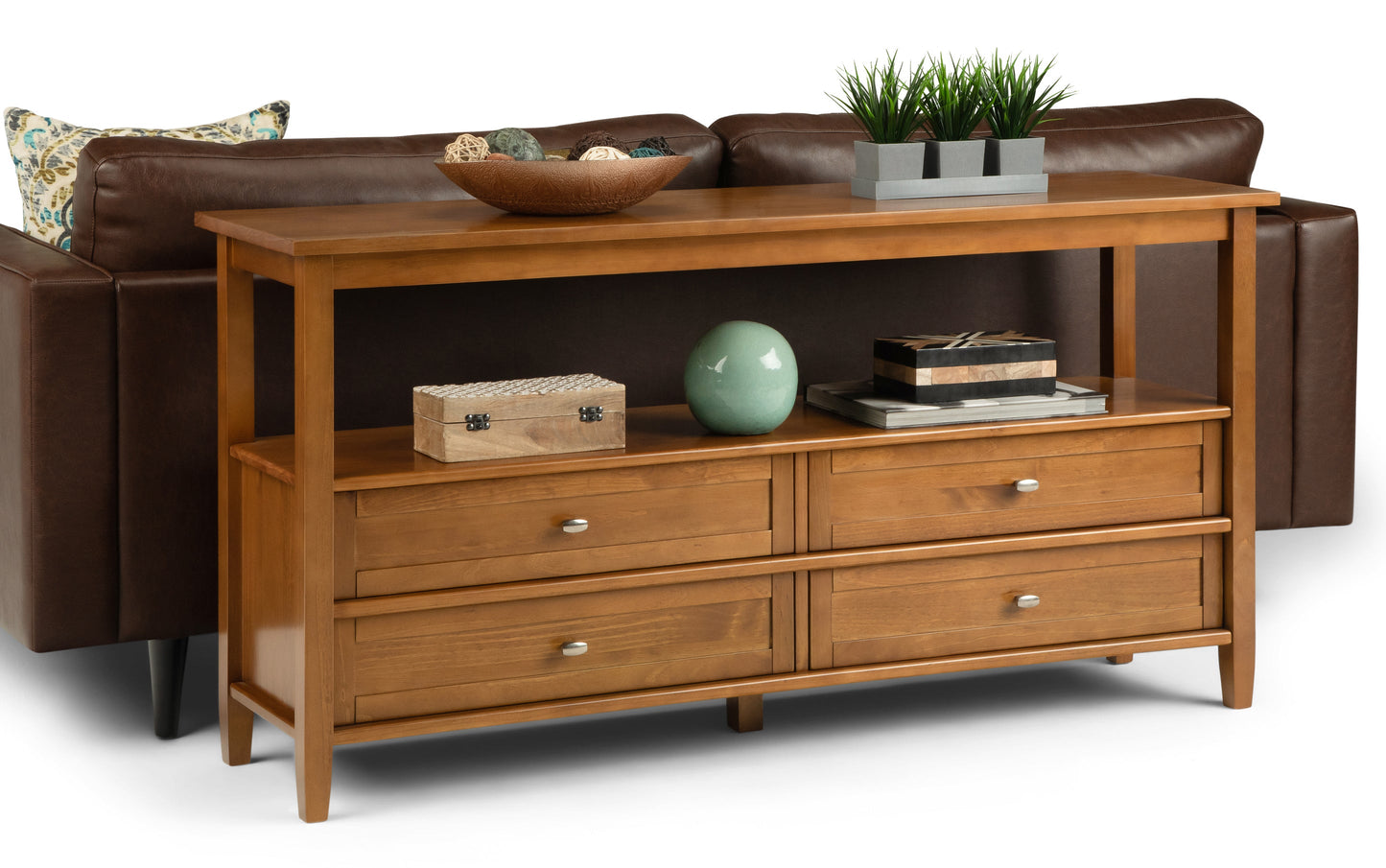 Light Golden Brown | Warm Shaker Wide Console Sofa Table