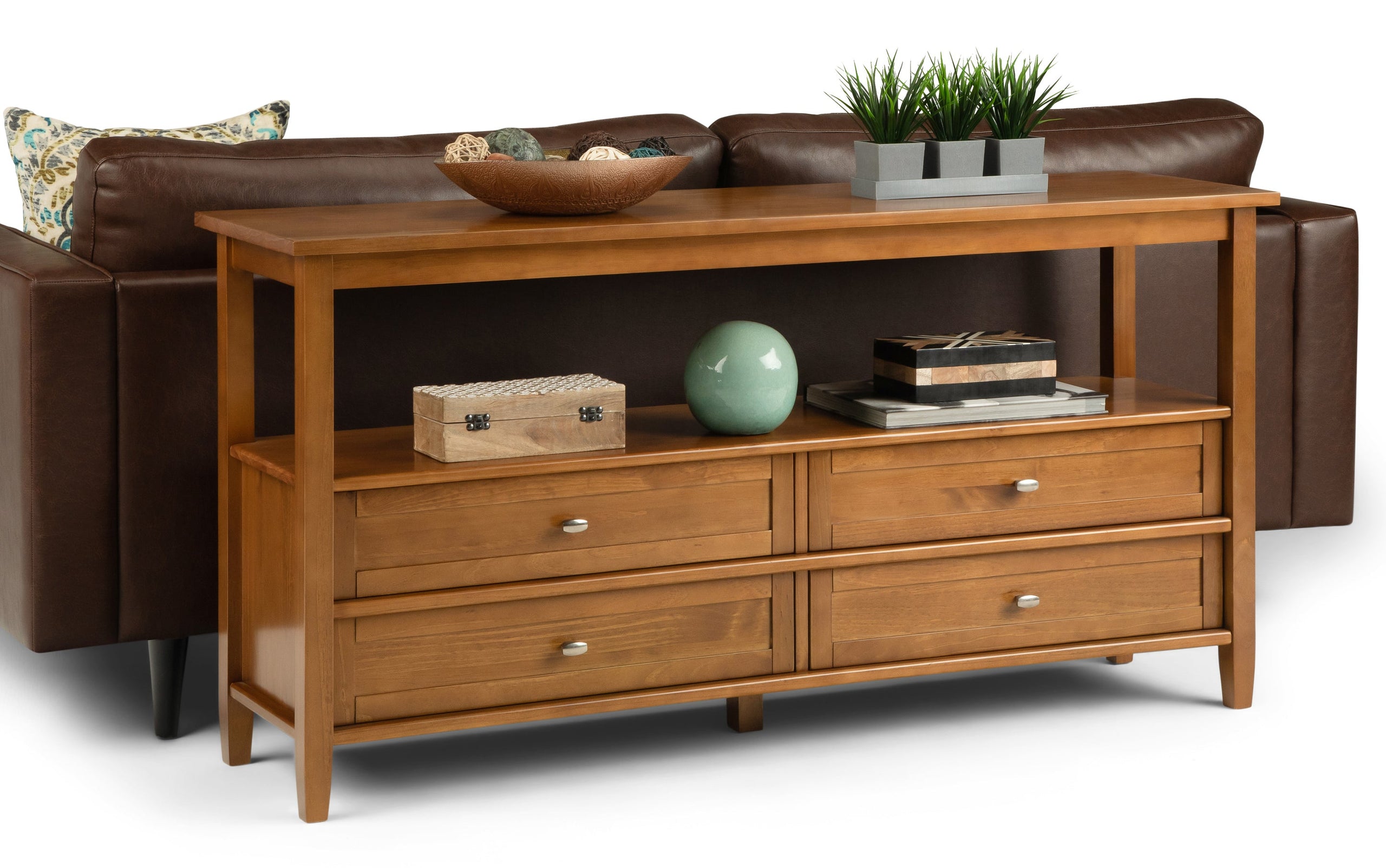 Light Golden Brown | Warm Shaker Wide Console Sofa Table