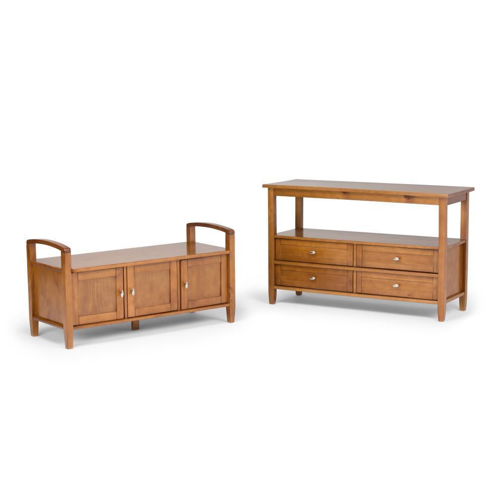 Light Golden Brown | Warm Shaker 44 inch Entryway Bench