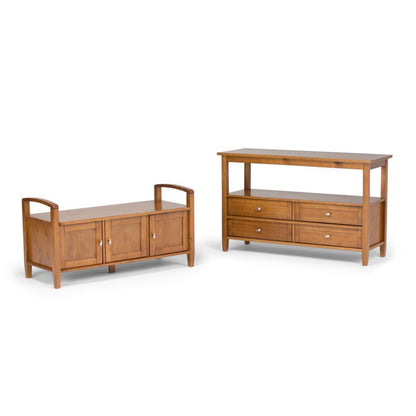 Light Golden Brown | Warm Shaker 44 inch Entryway Bench