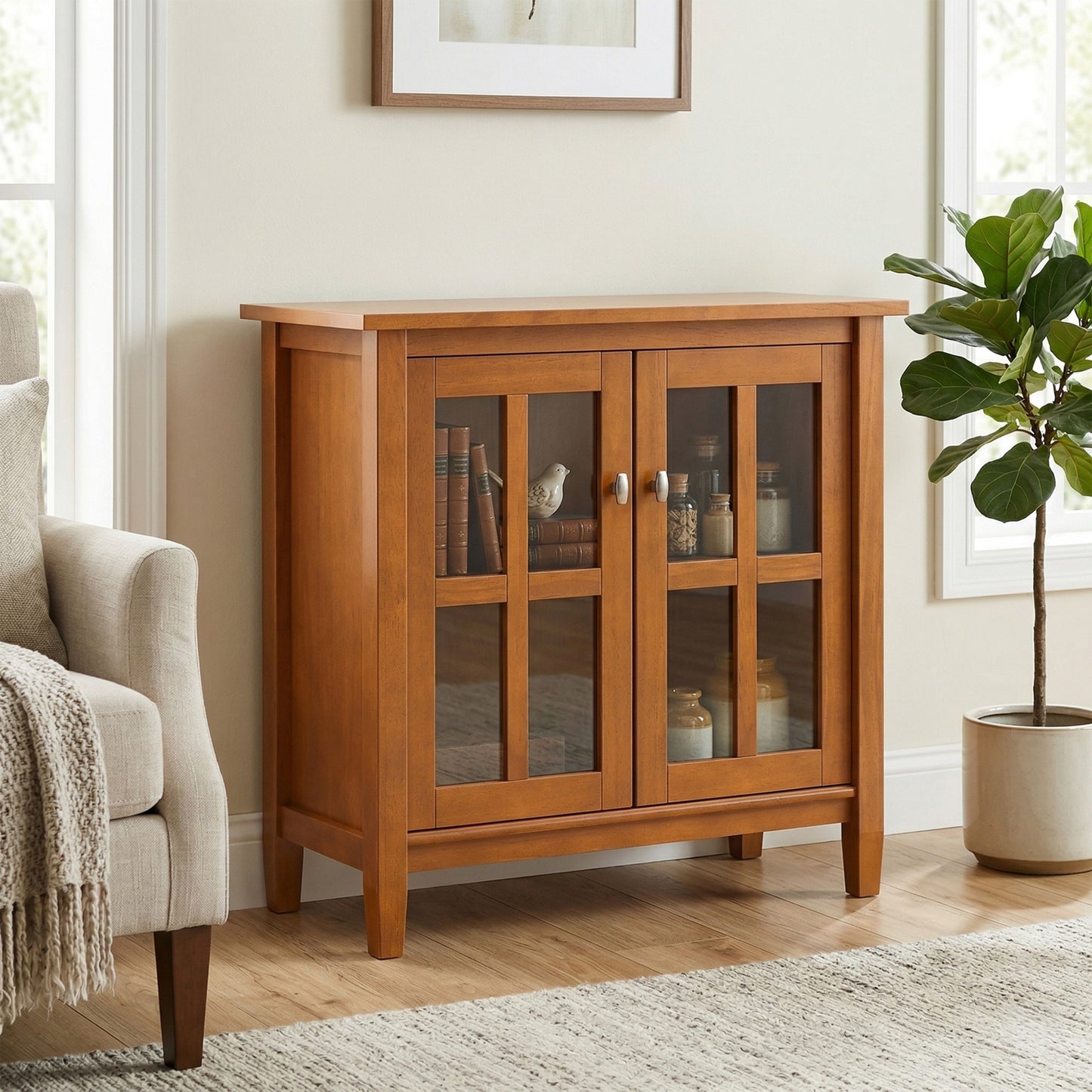 Light Golden Brown | Warm Shaker Low Storage Cabinet