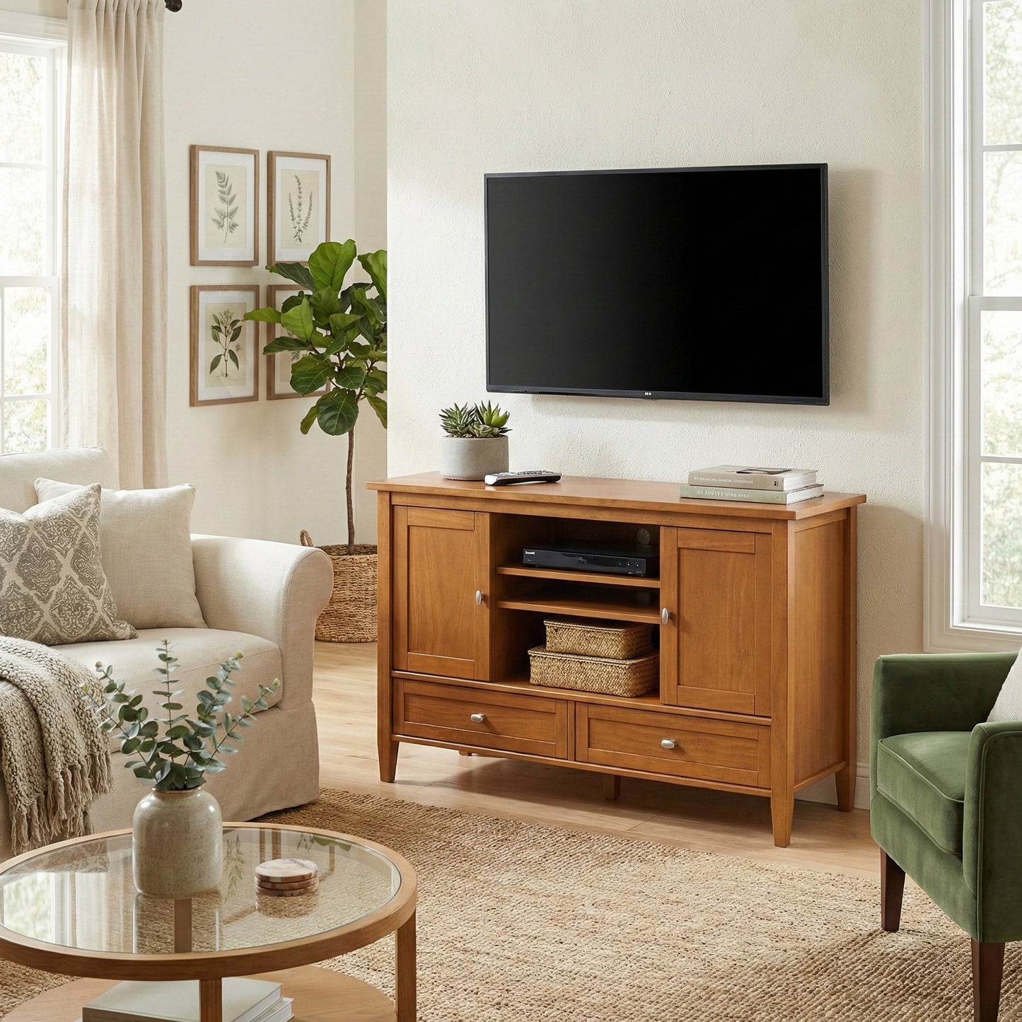 Light Golden Brown | Warm Shaker TV Media Stand