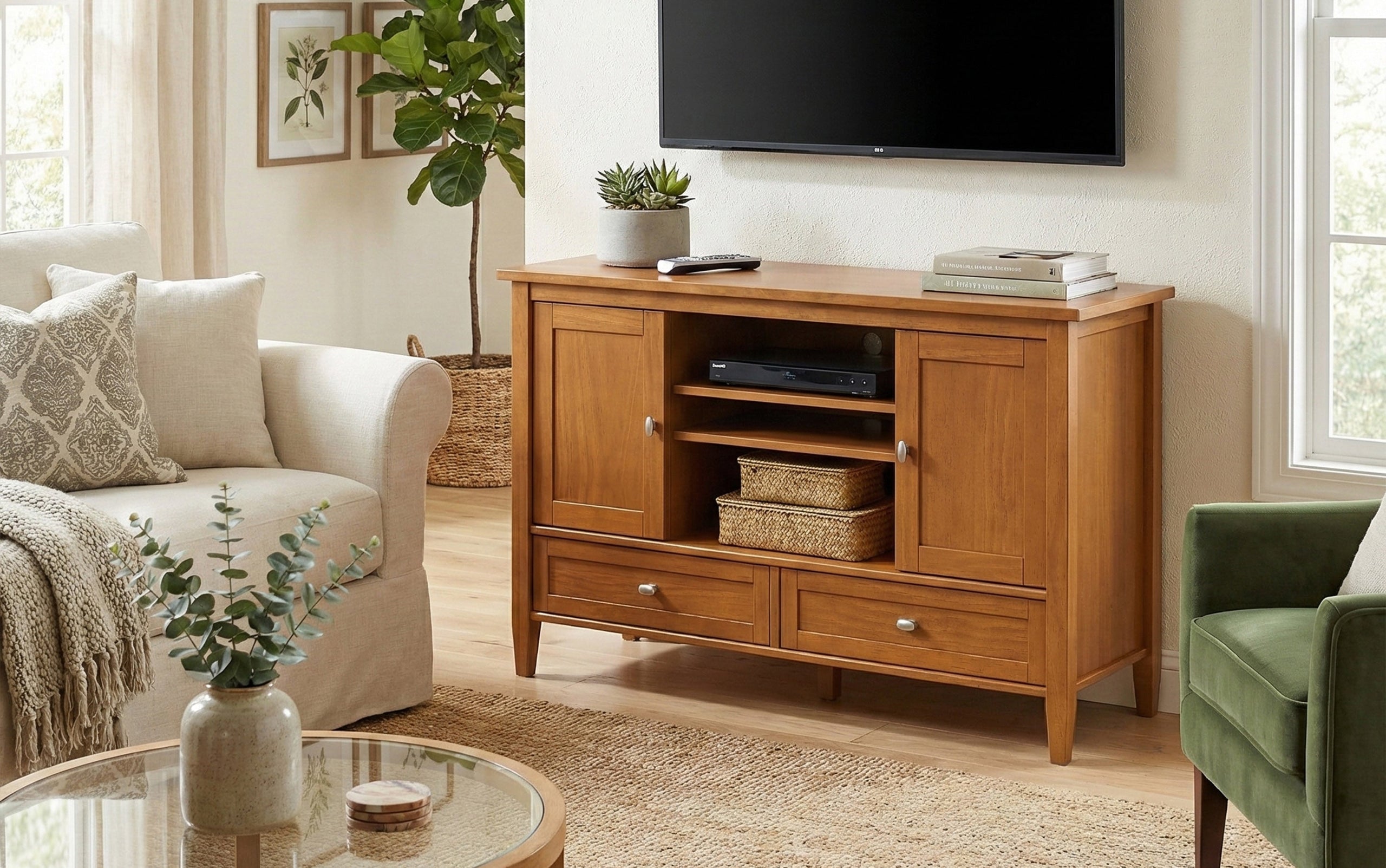 Light Golden Brown | Warm Shaker TV Media Stand