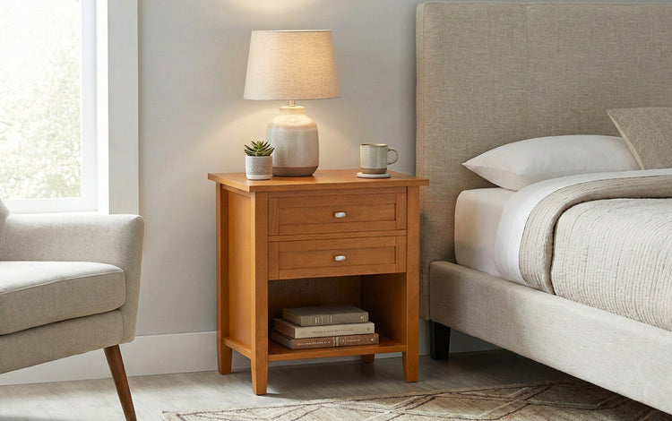 Light Golden Brown | Warm Shaker Bedside Table