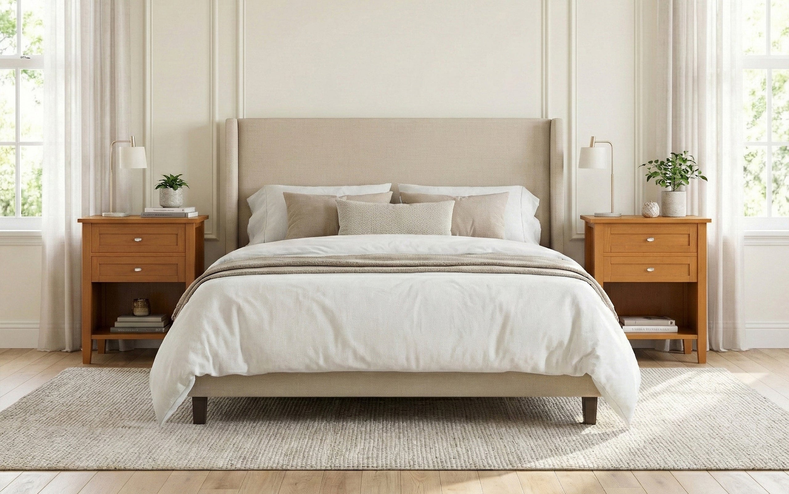 Light Golden Brown | Warm Shaker Bedside Table