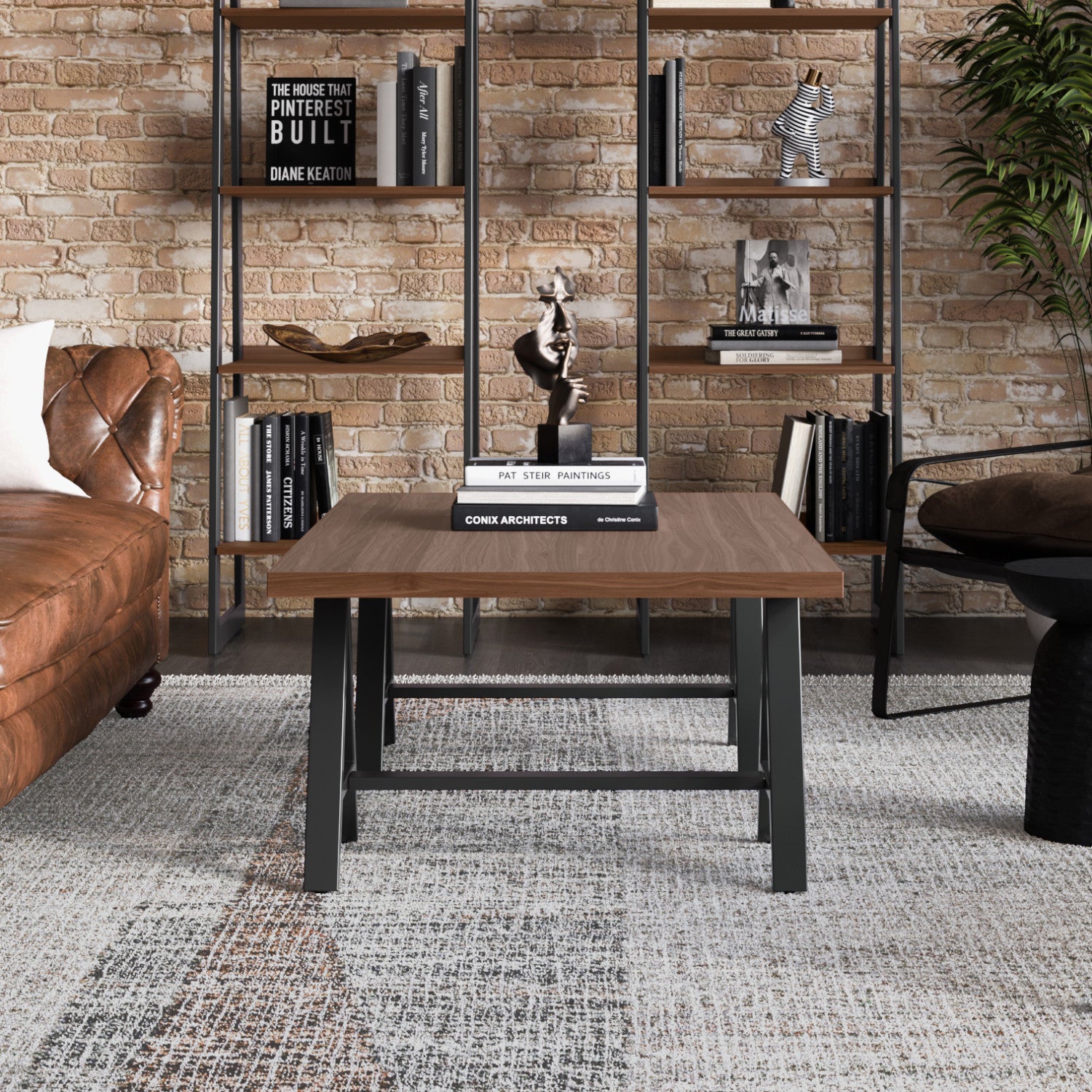 Sawhorse Metal/Wood Coffee Table