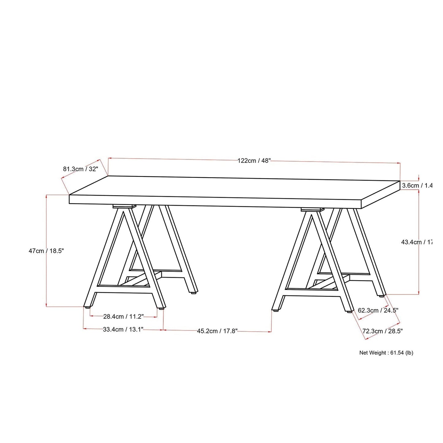 Sawhorse Metal/Wood Coffee Table