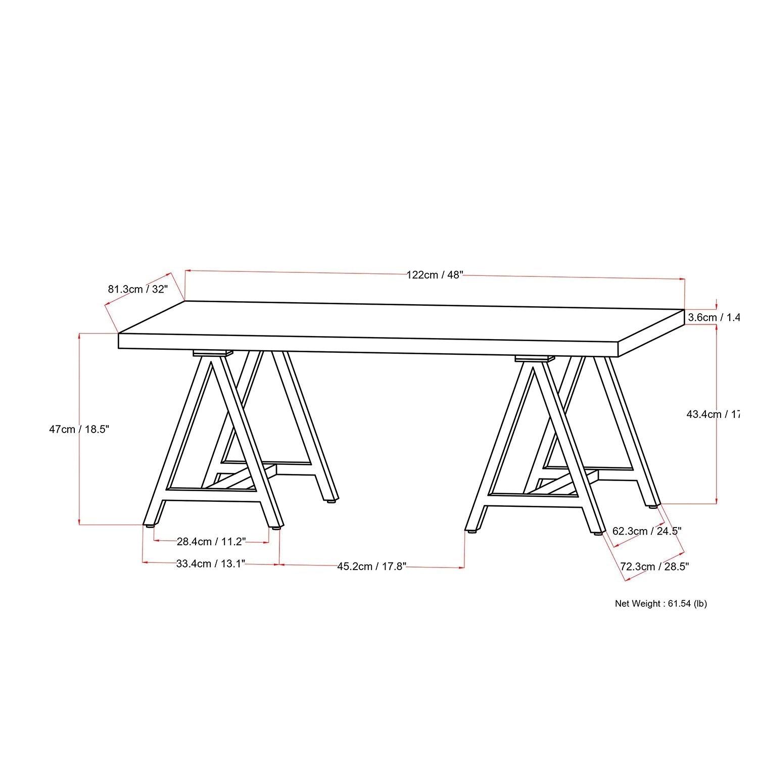 Sawhorse Metal/Wood Coffee Table