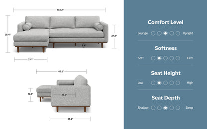 Mist Grey Woven-Blend Fabric | Morrison Left Sectional