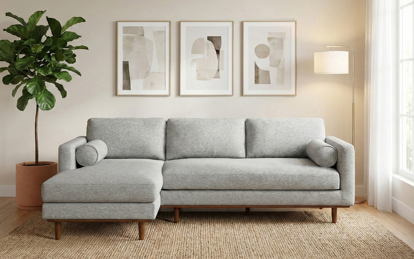 Mist Grey Woven-Blend Fabric | Morrison Left Sectional