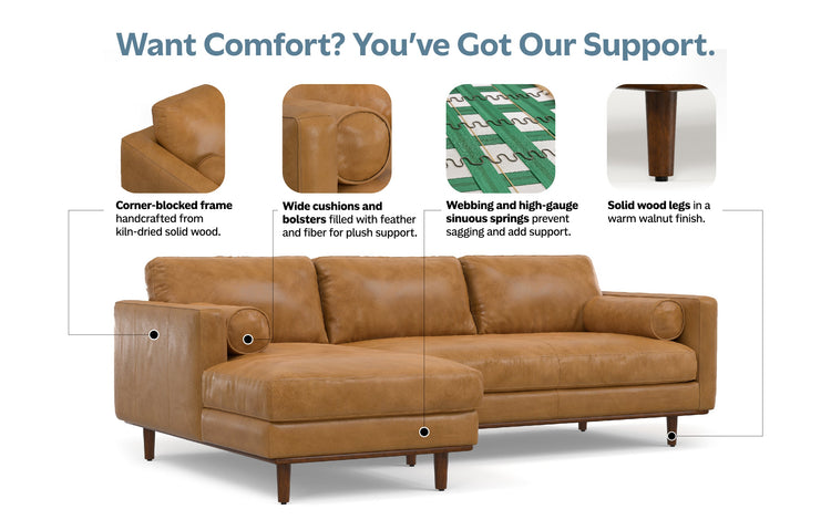 Sienna Genuine Leather | Morrison Left Sectional in Genuine Leather