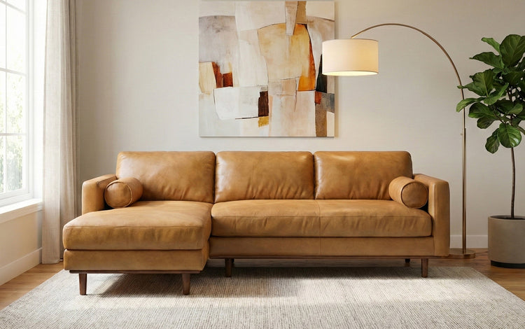 Sienna Genuine Leather | Morrison Left Sectional in Genuine Leather