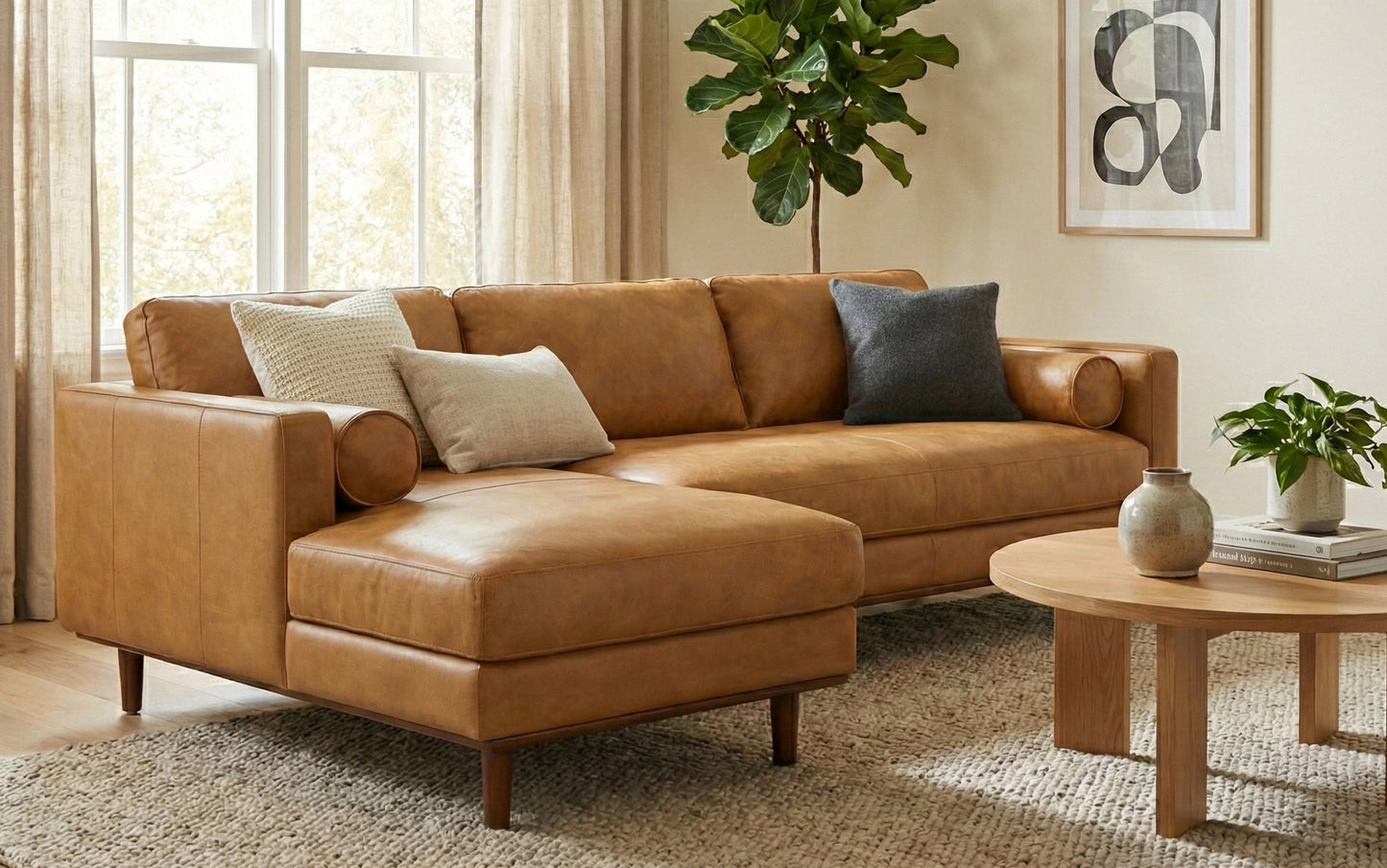 Sienna Genuine Leather | Morrison Left Sectional in Genuine Leather