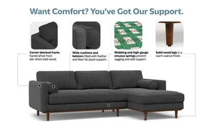 Charcoal Grey Woven-Blend Fabric | Morrison Mid Century Sectional
