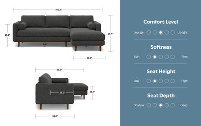 Charcoal Grey Woven-Blend Fabric | Morrison Mid Century Sectional