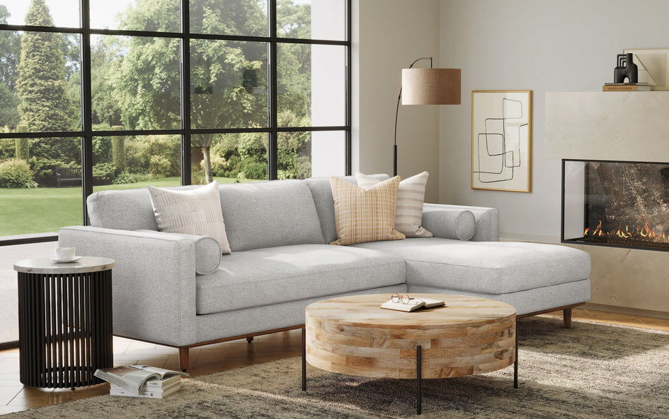 Mist Grey Woven-Blend Fabric | Morrison Mid Century Sectional