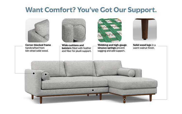 Mist Grey Woven-Blend Fabric | Morrison Mid Century Sectional