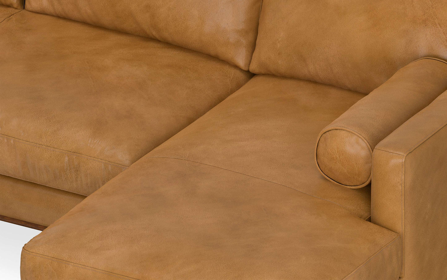 Sienna Genuine Top Grain Leather | Morrison Mid Century Sectional in Genuine Leather