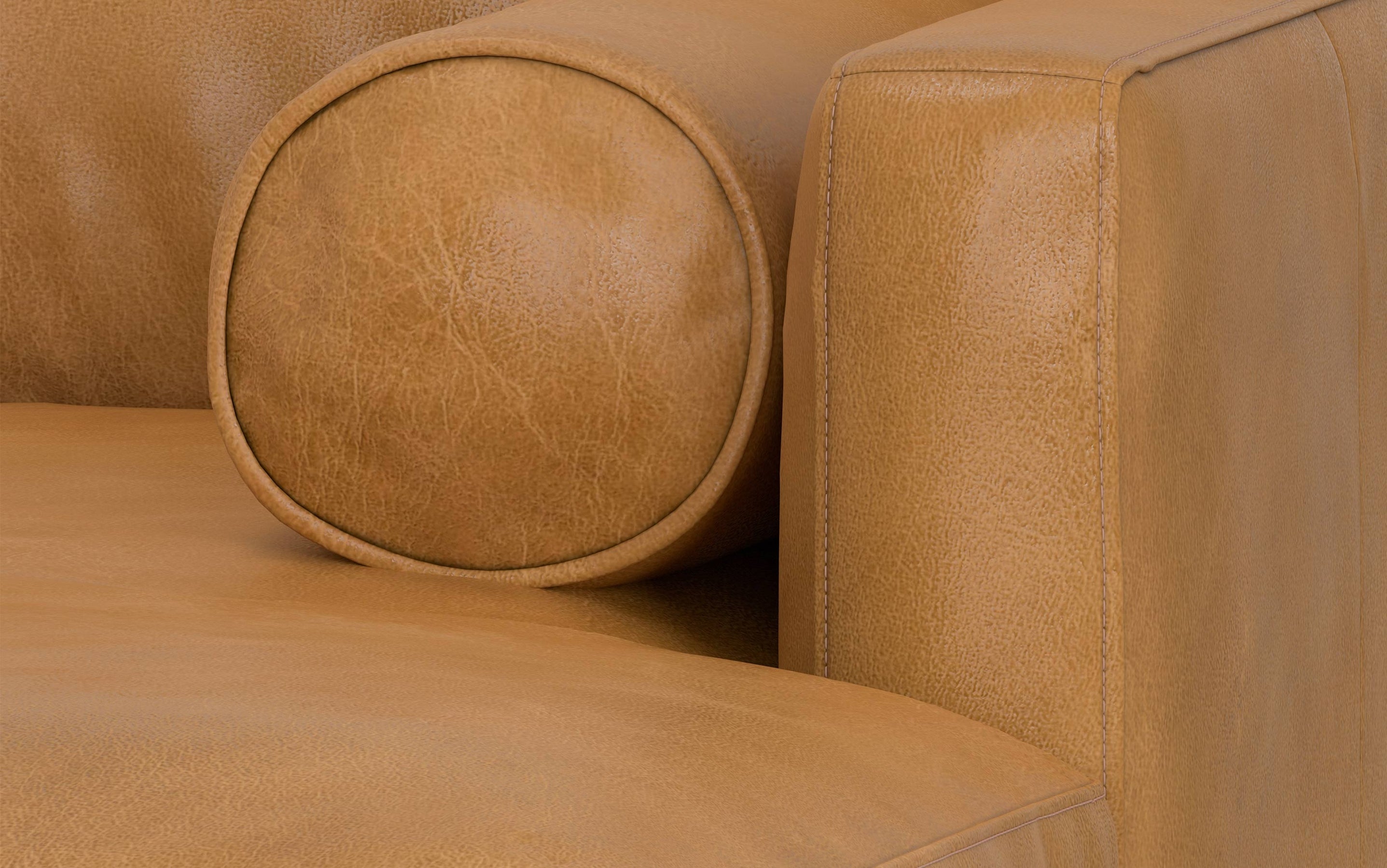 Sienna Genuine Top Grain Leather | Morrison Mid Century Sectional in Genuine Leather