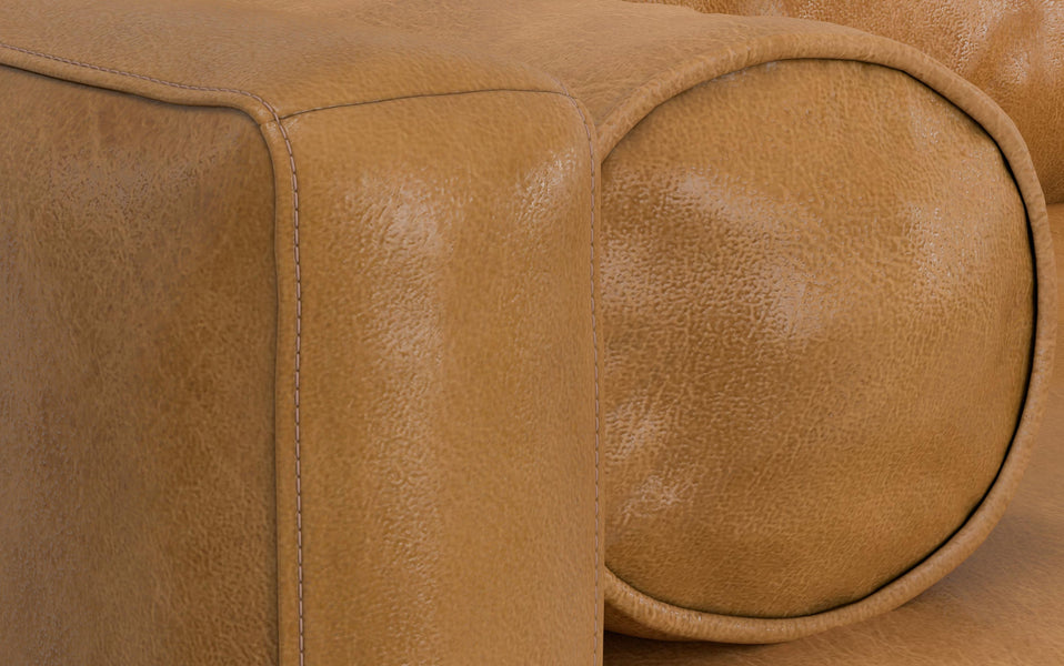 Sienna Genuine Top Grain Leather | Morrison Mid Century Sectional in Genuine Leather