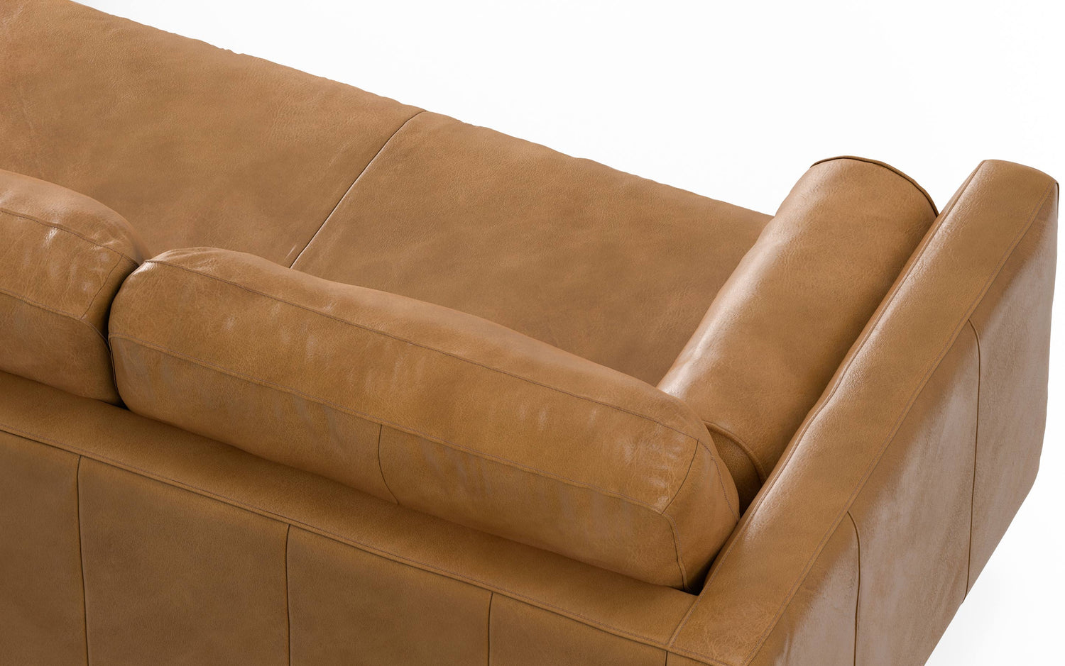 Sienna Genuine Top Grain Leather | Morrison Mid Century Sectional in Genuine Leather