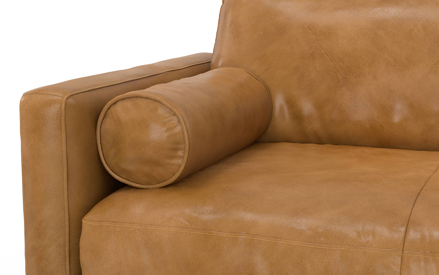 Sienna Genuine Top Grain Leather | Morrison Mid Century Sectional in Genuine Leather