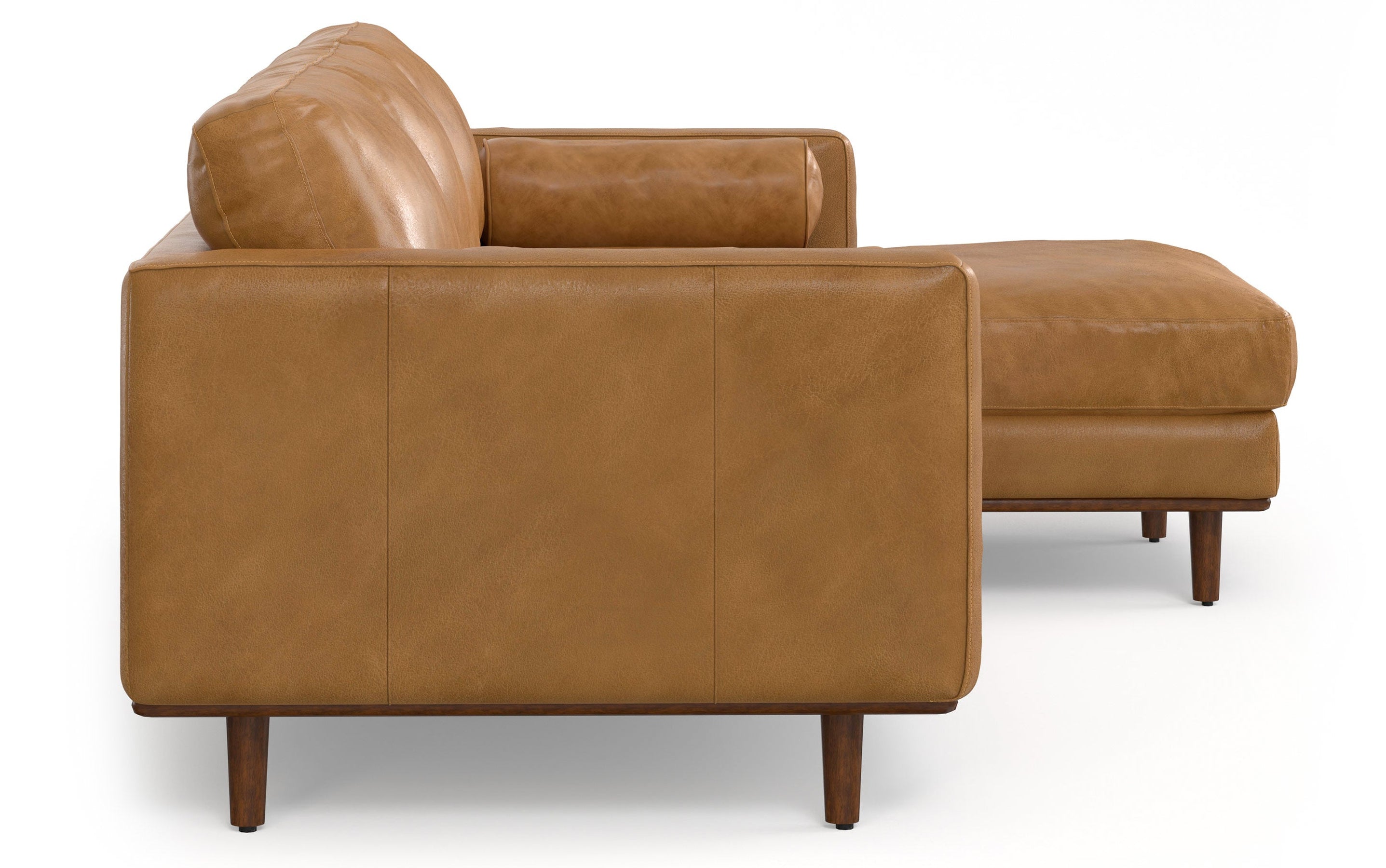 Sienna Genuine Top Grain Leather | Morrison Mid Century Sectional in Genuine Leather