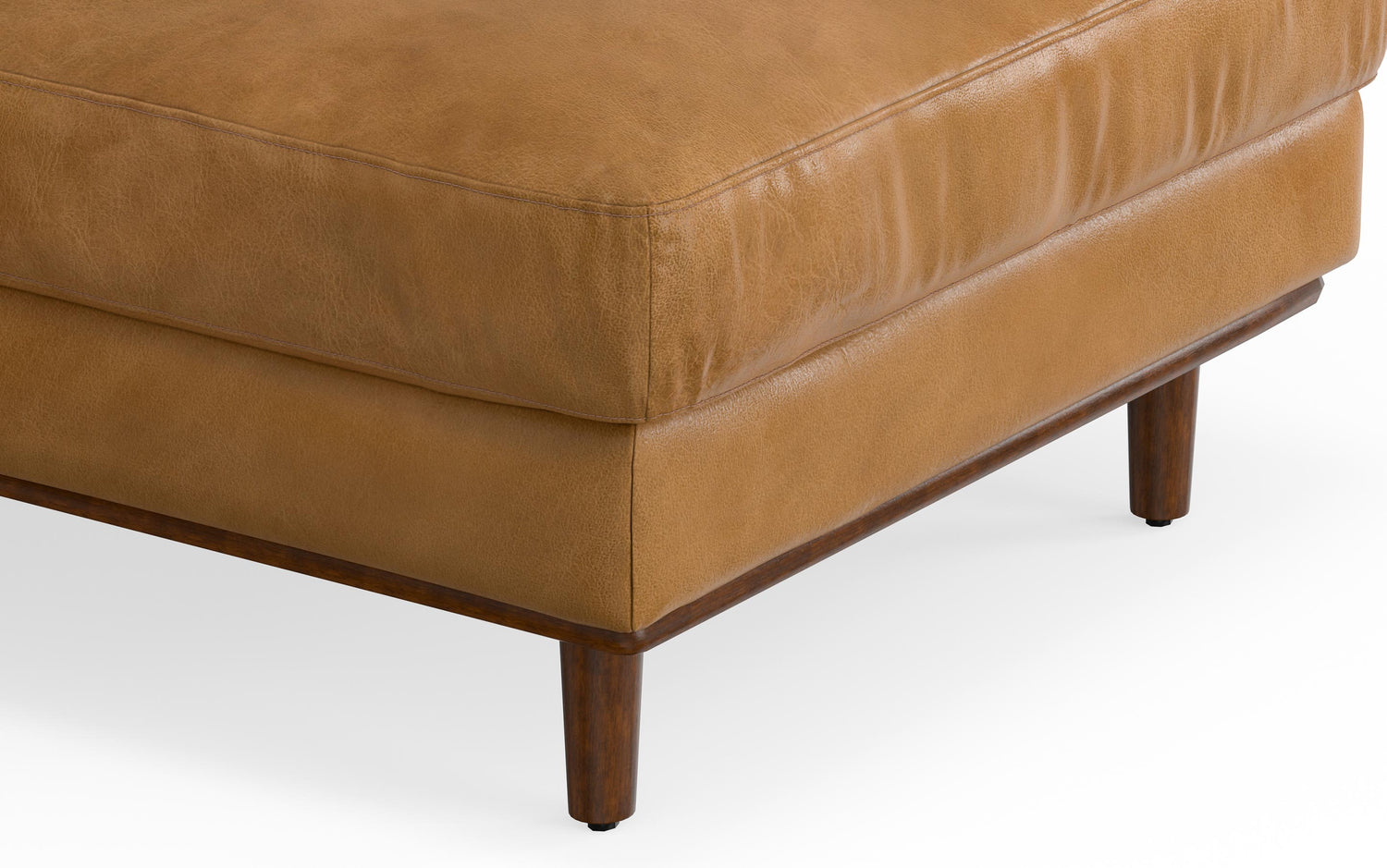 Sienna Genuine Top Grain Leather | Morrison Mid Century Sectional in Genuine Leather