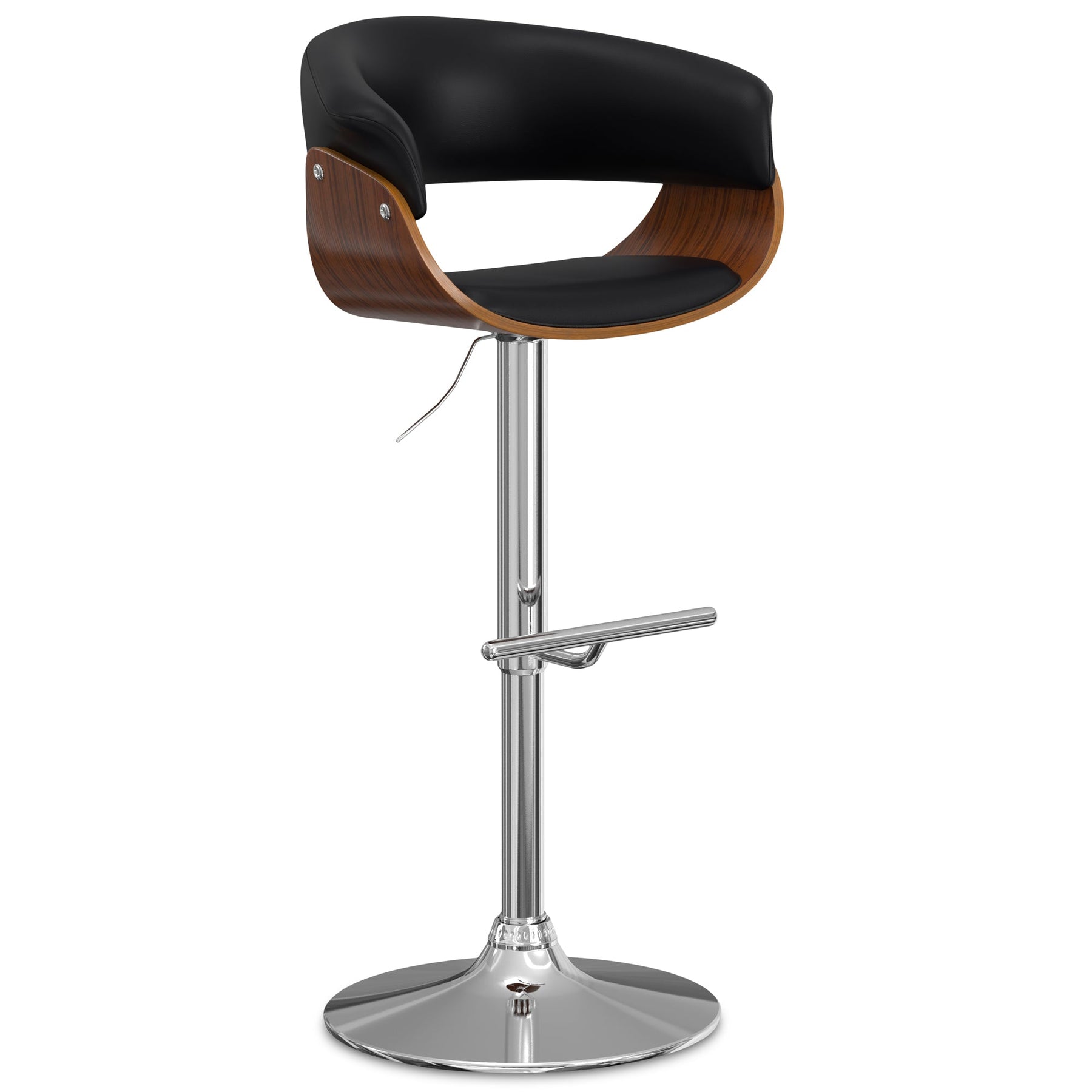 Black Vegan Leather | Sheldon Adjustable Swivel Bar Stool