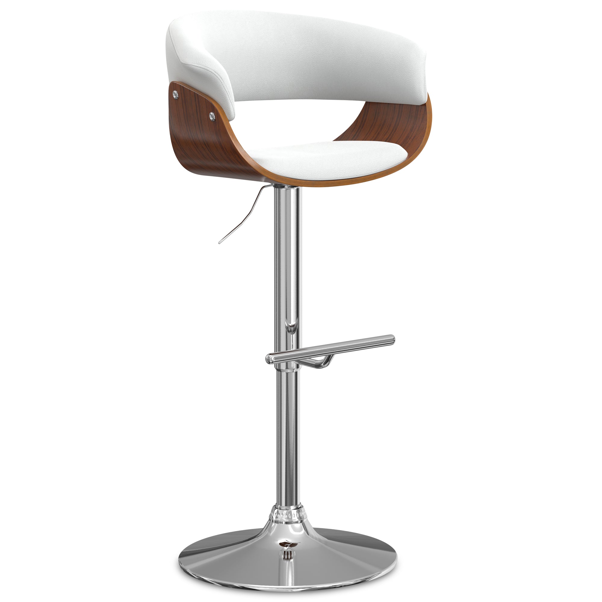 White Vegan Leather | Sheldon Adjustable Swivel Bar Stool