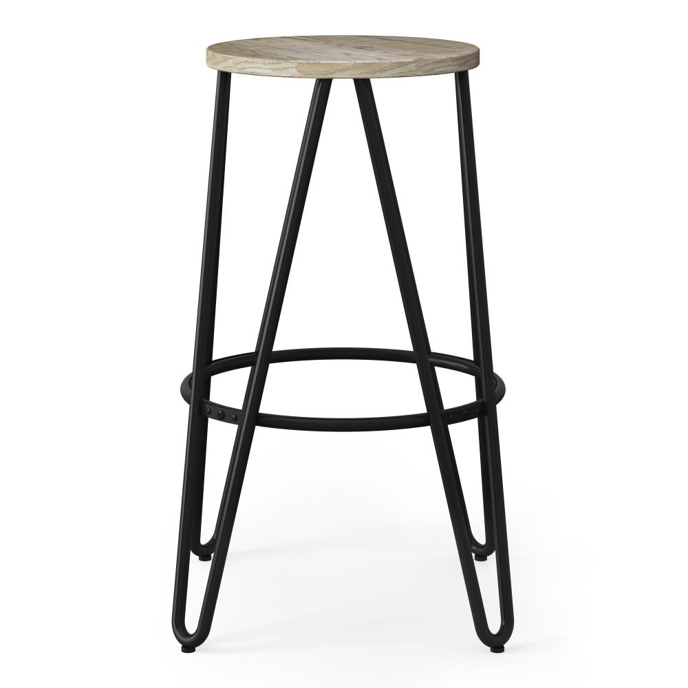 Natural 26 inch | Simeon 26 inch Metal Counter Height Stool with Wood Seat (Set of 2)