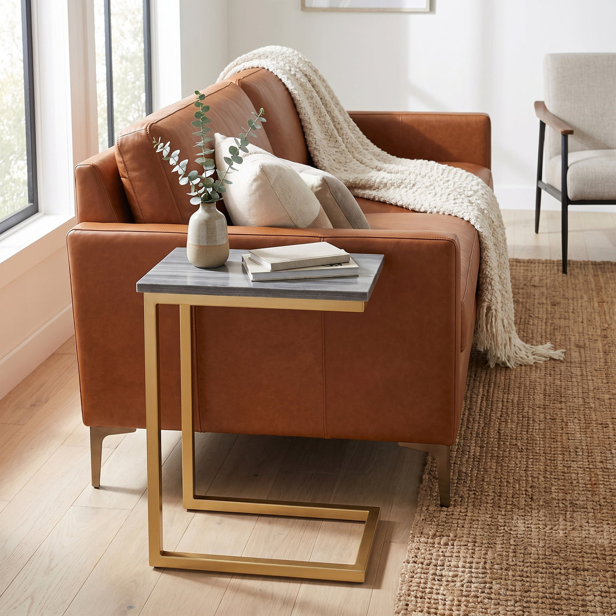 Black Marble/Gold | Skyler C Side Table with Genuine Marble Top