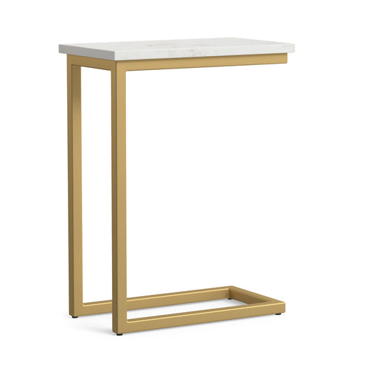 White Marble/Gold | Skyler C Side Table with Genuine Marble Top