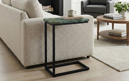 Green | Skyler C Side Table with Genuine Marble Top