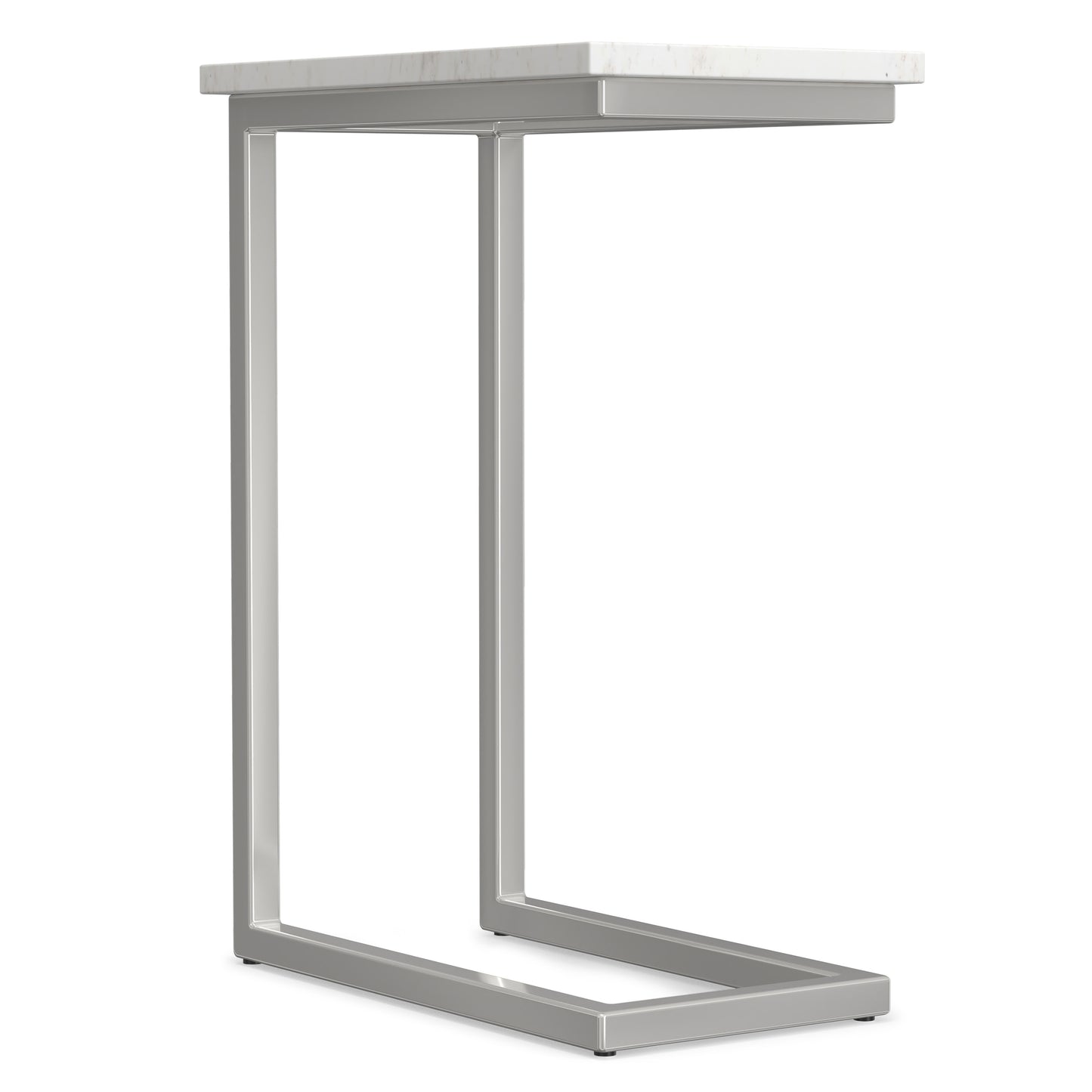 White Marble/Silver | Skyler C Side Table with Genuine Marble Top
